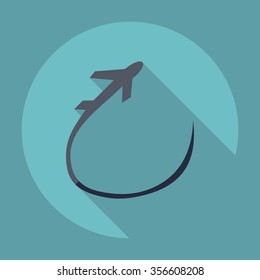 Flat modern design with shadow Icon  plane aircraft