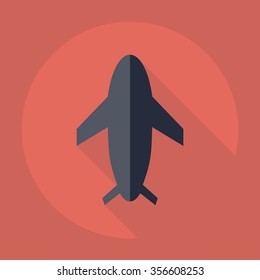 Flat modern design with shadow Icon  plane aircraft