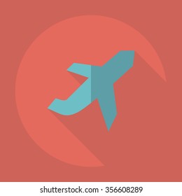 Flat modern design with shadow Icon  plane aircraft