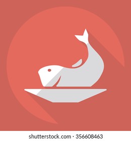 Flat modern design with shadow  Icon fish