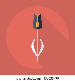 Flat modern design with shadow Icon  flower