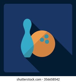 Flat modern design with shadow  Icon bowling