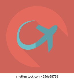 Flat modern design with shadow Icon  plane aircraft