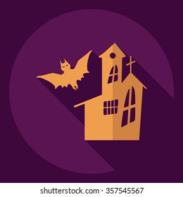 Flat modern design with shadow  Icon Vampire bat 
