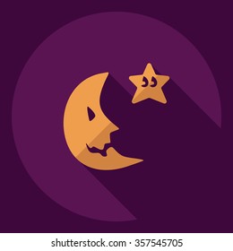 Flat modern design with shadow  Icon owl 