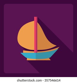 Flat modern design with shadow  Icon yacht