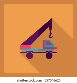 Flat modern design with shadow  Icon truck crane