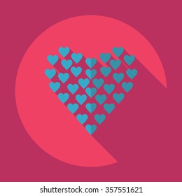 Flat modern design with shadow Icon  heart