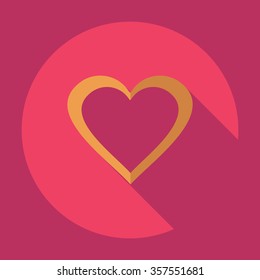 Flat modern design with shadow Icon  heart
