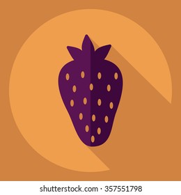 Flat modern design with shadow  Icon strawberry