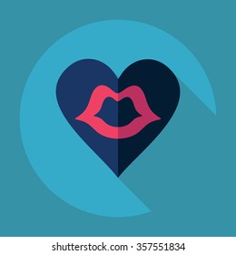Flat modern design with shadow Icon  heart