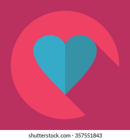 Flat modern design with shadow Icon  heart