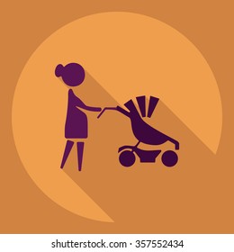 Flat modern design with shadow  Icon mother with her baby