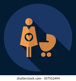 Flat modern design with shadow  Icon mother with her baby