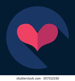 Flat modern design with shadow Icon  heart