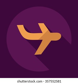 Flat modern design with shadow Icon  plane aircraft