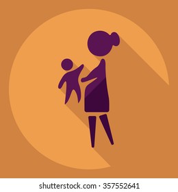 Flat modern design with shadow  Icon mother with her baby