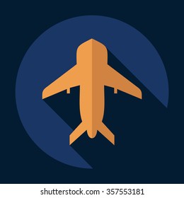 Flat modern design with shadow Icon  plane aircraft
