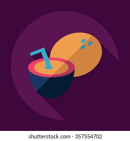 Flat modern design with shadow Icon  coconut