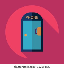 Flat modern design with shadow Icon  phone booth