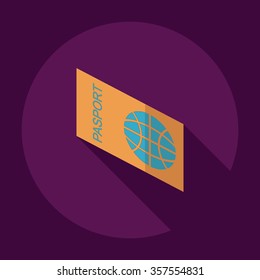 Flat modern design with shadow Icon  international passport