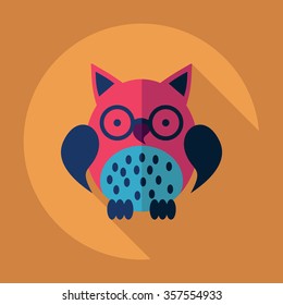 Flat modern design with shadow Icon  owl