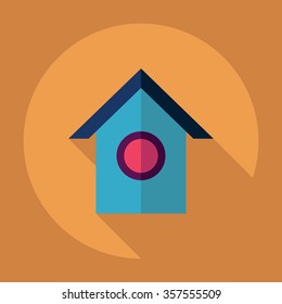 Flat modern design with shadow Icon  bird house