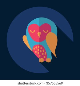 Flat modern design with shadow Icon  owl