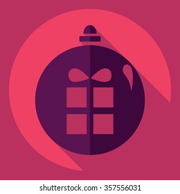 Flat modern design with shadow  Icon Christmas balls