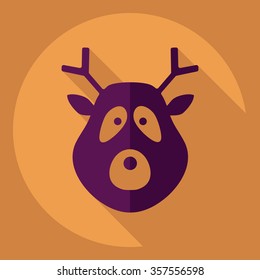Flat modern design with shadow  Icon Christmas reindeer