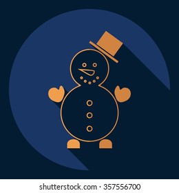Flat modern design with shadow  Icon snowman