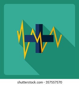 Flat modern design with shadow  Icon heart organ