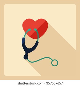 Flat modern design with shadow  Icon heart organ