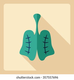 Flat modern design with shadow  Icon lungs