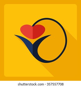 Flat modern design with shadow  Icon heart organ