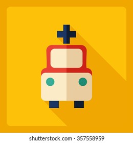 Flat modern design with shadow Icon ambulance