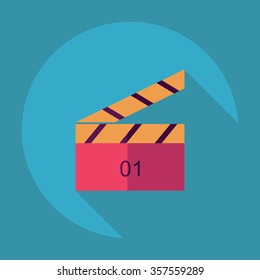 Flat modern design with shadow Icon clapperboard