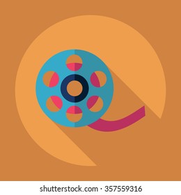 Flat modern design with shadow Icon reel of film
