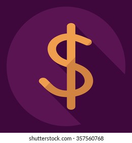 Flat modern design with shadow  Icon dollar