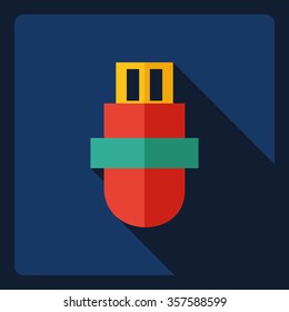 Flat modern design with shadow  Icon flash drive