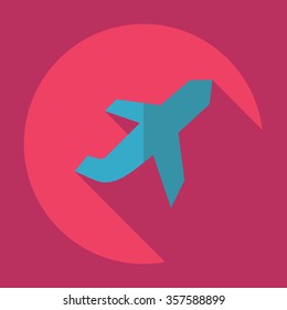 Flat modern design with shadow Icon  plane aircraft