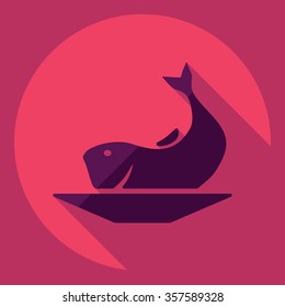Flat modern design with shadow  Icon fish