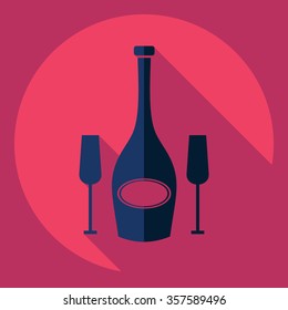 Flat modern design with shadow  Icon champagne