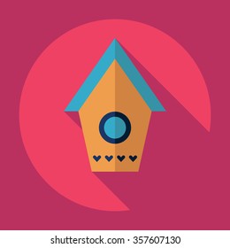 Flat modern design with shadow Icon  bird house