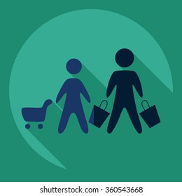 Flat modern design with shadow  Icon shopping