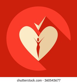 Flat modern design with shadow  Icon healthy heart