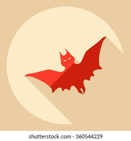 Flat modern design with shadow  Icon Vampire bat 