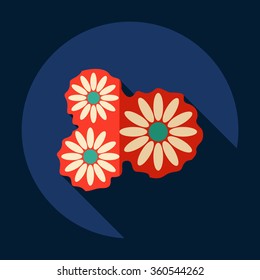 Flat modern design with shadow Icon  flower