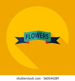 Flat modern design with shadow Icon  Feed flowers inscription