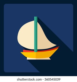 Flat modern design with shadow  Icon yacht